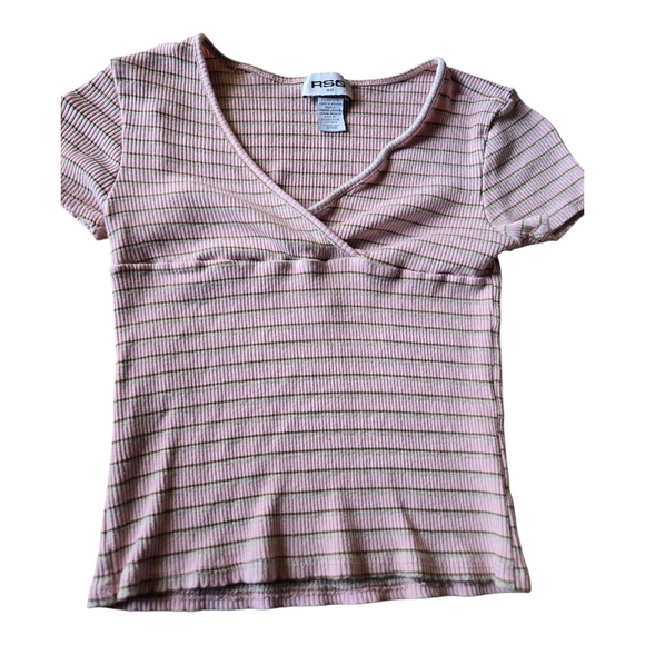 RSQ Other - RSQ Pink Fitted Ribbed Short Sleeve Tee